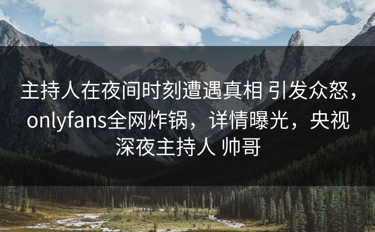 主持人在夜间时刻遭遇真相 引发众怒，onlyfans全网炸锅，详情曝光，央视深夜主持人 帅哥